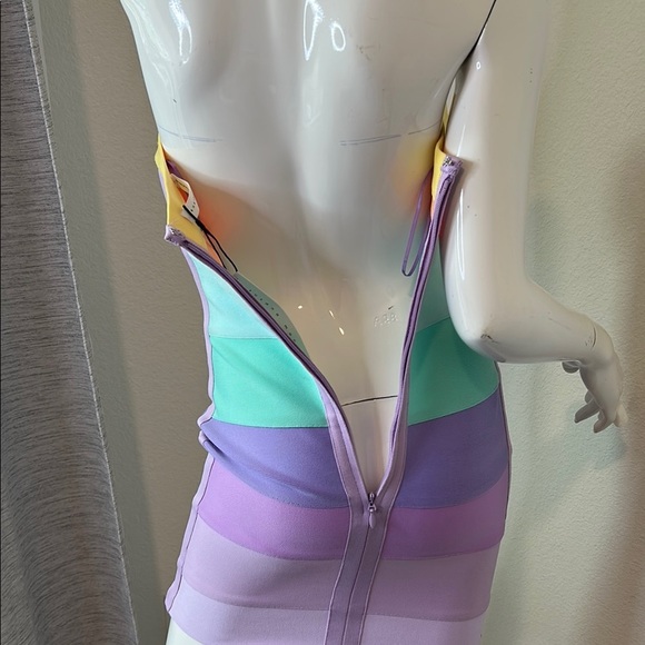 Susana Monaco Strapless Yellow Orange Bodycon Dress size S - Picture 5 of 11